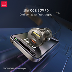 XUNDD XDCH-079 Car Charger Pull Tab PD 30W + QC3.0 Cigarette Lighter Adapter with Indicator Light -