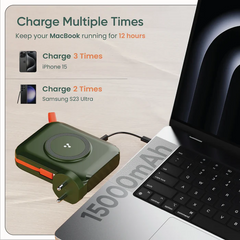 Ambrane 15000mAh Type C Laptop, Wireless Magnetic Charging Power Bank & Charger ( Aerosync 65 )