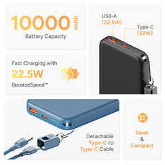 Ambrane Loop -10 Powerbank 10000mAh 22.5w Boostedspeed