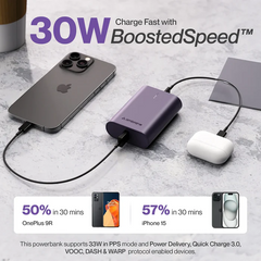 Ambrane Powerlit 30 10000mAh Mini 33w Fast Charging Pocket Power Bank