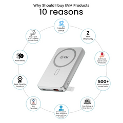 EVM EnMag Ace P0301 10000mAh Power Bank – 15W Wireless Charging, 22.5W Fast Charging, MagSafe Compatible