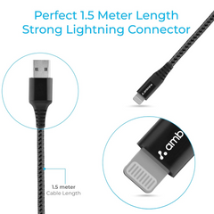 Ambrane BCL-15 Lightning Cable for Smartphone (1.5m Black)