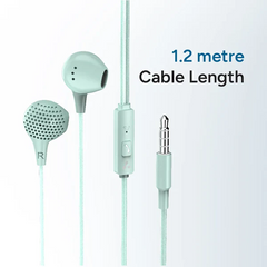 Ambrane Wired Earphones with Mic | 3.5Mm Audio Jack | 14Mm Driver for HD Sound & Deep Bass | Tangle-Free 1.2M Cable | in Ear Comfort Fit | Compatible with Mobiles, Tablets, Laptops, Pcs (EP-83 Green)