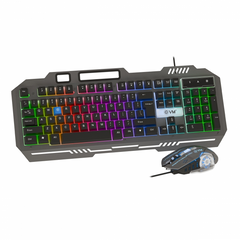 EVM EnClaw Wired Gaming Keyboard and Mouse Combo - RGB Backlit - 7200 DPI Adjustable Gaming Mouse - Strong Metallic Build with Braided Cable (EVM-WDKM-612-S)