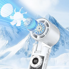 NEXO K-811 Transparent Mecha Handheld Fan 100 Speeds Adjustable Foldable Cooling Fan with Flashlight - White
