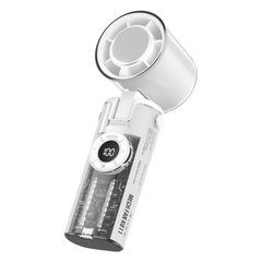 NEXO K-811 Transparent Mecha Handheld Fan 100 Speeds Adjustable Foldable Cooling Fan with Flashlight - White