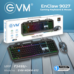 EVM EnClaw Wired Gaming Keyboard and Mouse Combo - RGB Backlit - 7200 DPI Adjustable Gaming Mouse - Strong Metallic Build with Braided Cable (EVM-WDKM-612-S)