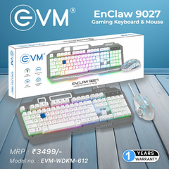 EVM EnClaw Wired Gaming Keyboard and Mouse Combo - RGB Backlit - 7200 DPI Adjustable Gaming Mouse - Strong Metallic Build with Braided Cable (EVM-WDKM-612-S)