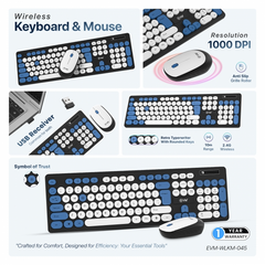 EVM WLKM-045 Wireless keyboard & Mouse Wireless Standard Desktop Keyboard Compatible with Desktop, Laptop, Mac Easy to Use,Plug and Play,Quick, Comfy Durable body