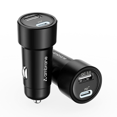 Ambrane 51W Fast Charging Car Charger, Dual Output 33W Type C PD + 18W USB Car Adapter, Quick Charge Car Plug for iPhone, Android, Tablets & More, High-Speed Compact Car Power Charger (Black, C51)