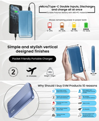 EVM EnBolt 10000 mAh Power Bank with 22.5W QC+PD, Type-C Charging, Dual Output & Dual Input P0208