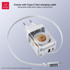 XUNDD XDCH-109 70W GaN Charger with Retractable Cable
