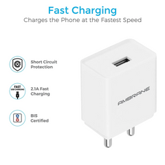Ambrane Wall Charger With 12W Fast Charging With Type-c Cable