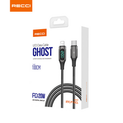 RECCI RTC-P21CL PD 20W FAST CHARGING CABLE 1.2M - BLACK( TYPE-C TO LIGHTNING)