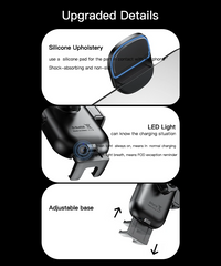 Yesido C197 15W Fast Charging Wireless Car Charger | 360 Rotating Suction Cup Air Vent | Phone Holder