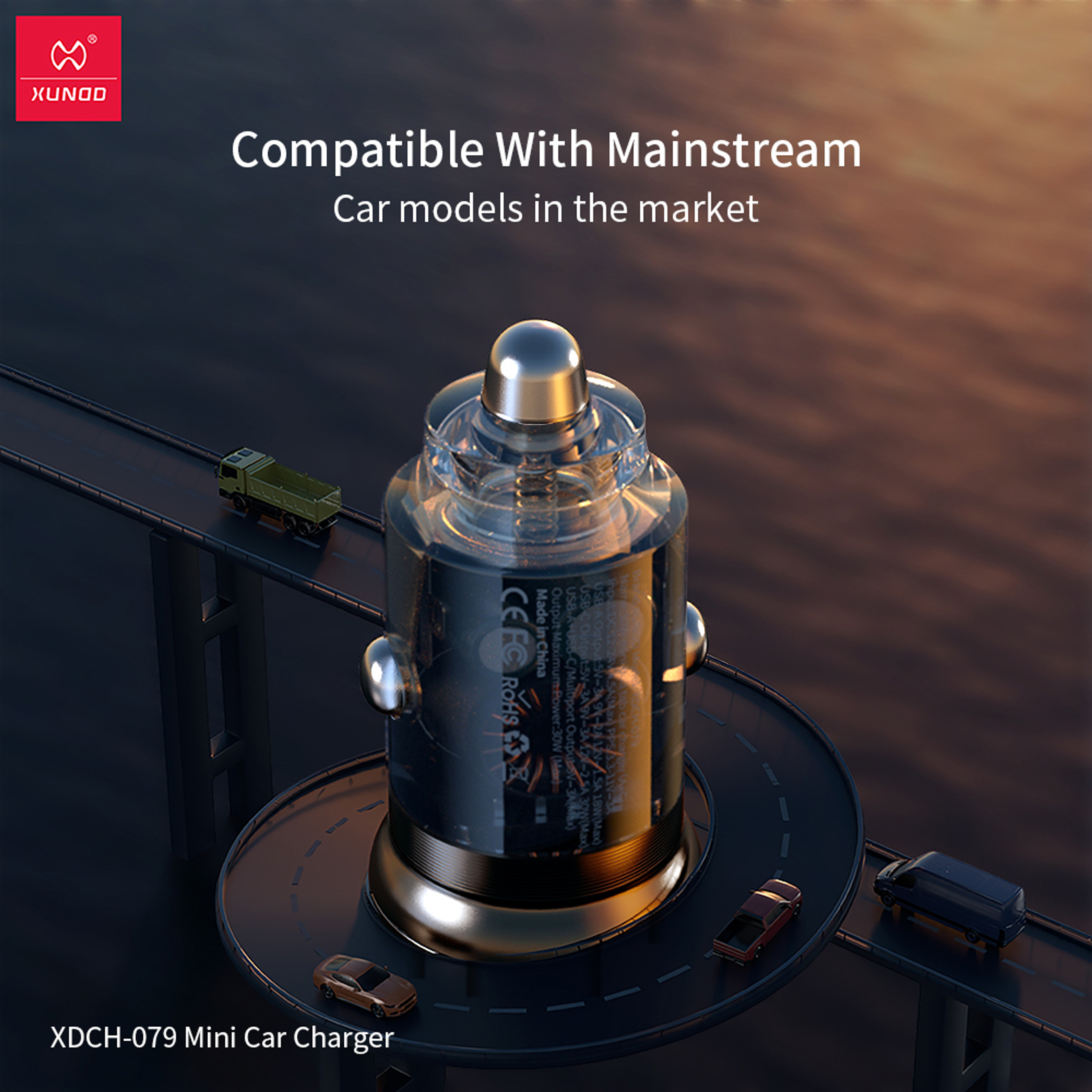 XUNDD XDCH-079 Car Charger Pull Tab PD 30W + QC3.0 Cigarette Lighter Adapter with Indicator Light -