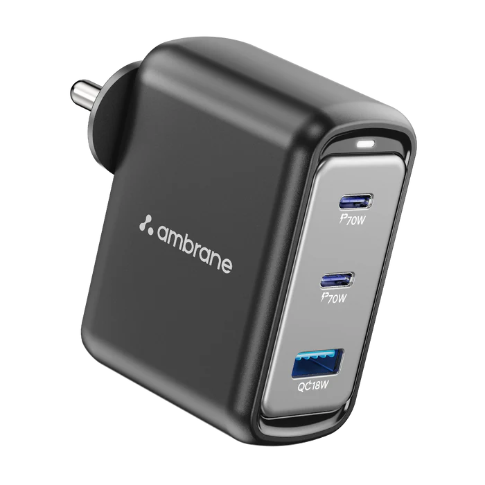 Ambrane 100w GaN Charger for Iphone & Android ,Macbook & Type-c Laptop