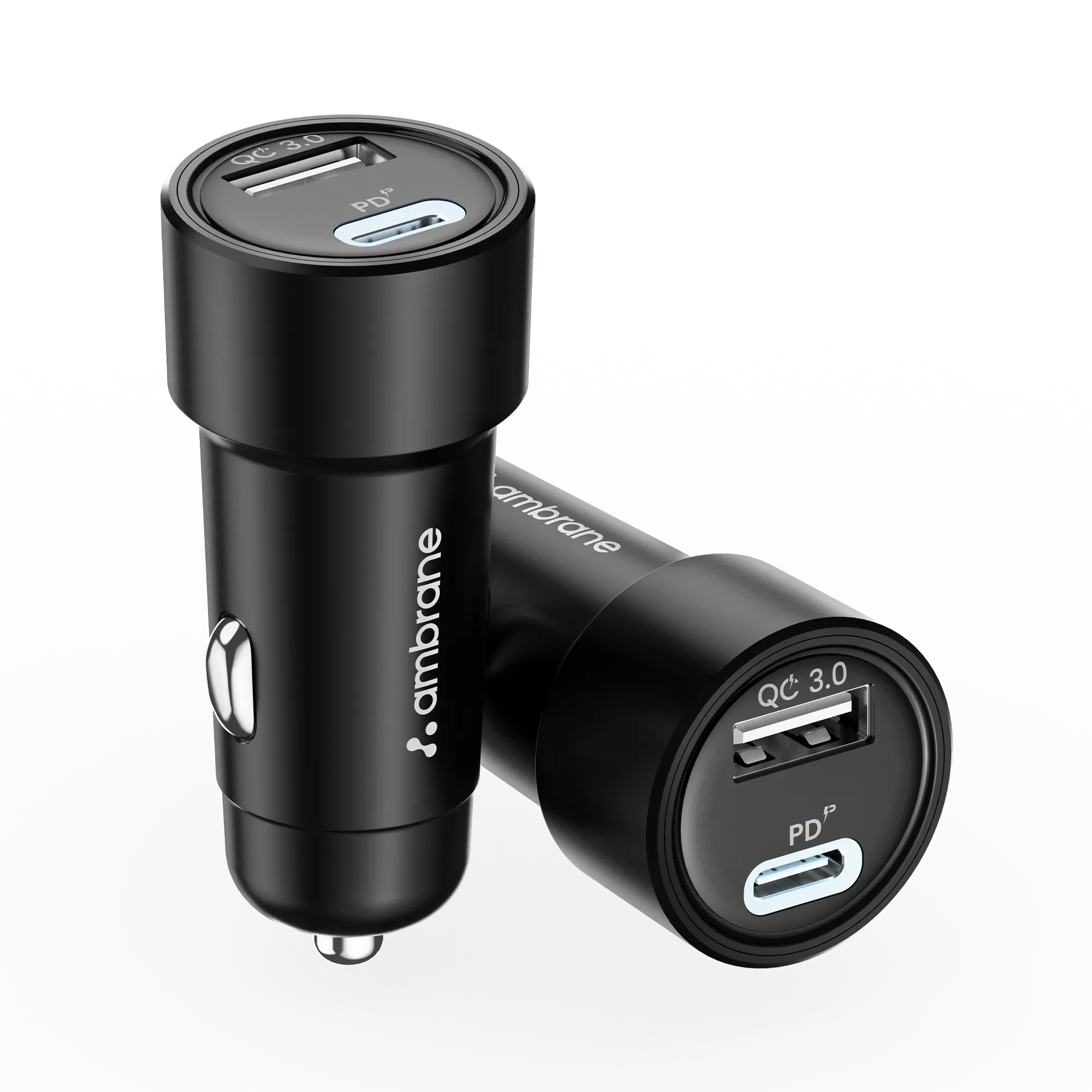 Ambrane 51W Fast Charging Car Charger, Dual Output 33W Type C PD + 18W USB Car Adapter, Quick Charge Car Plug for iPhone, Android, Tablets & More, High-Speed Compact Car Power Charger (Black, C51)