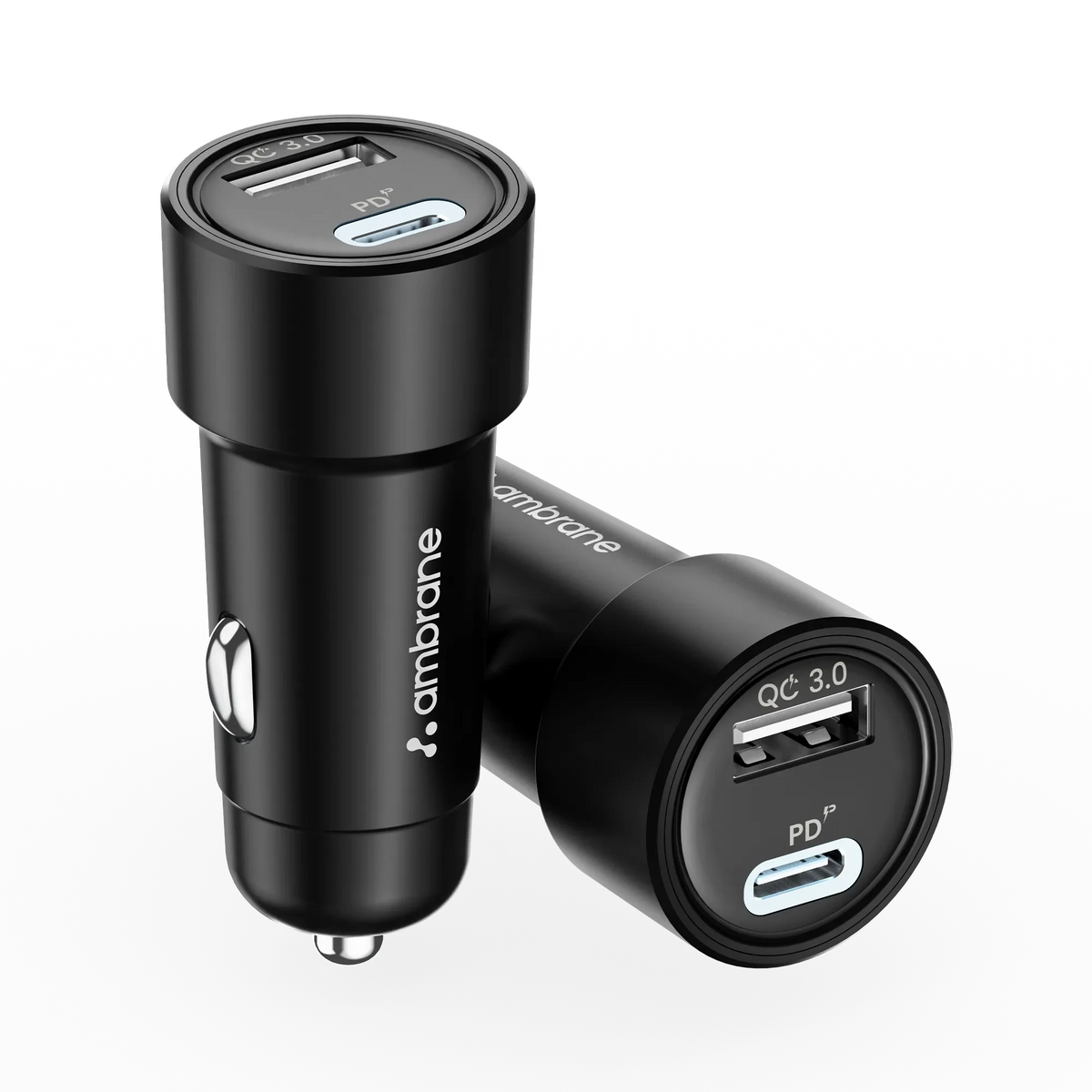 Ambrane 51W Fast Charging Car Charger, Dual Output 33W Type C PD + 18W USB Car Adapter, Quick Charge Car Plug for iPhone, Android, Tablets & More, High-Speed Compact Car Power Charger (Black, C51)
