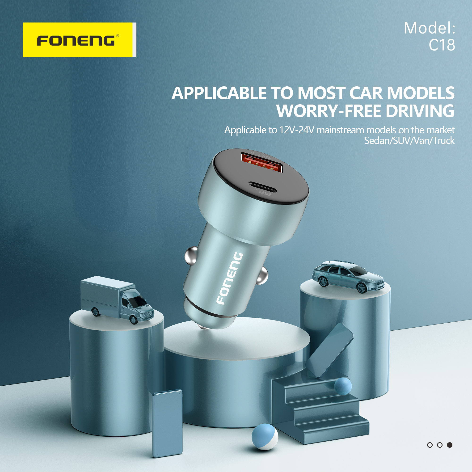 FONENG C18 A+C 2-Port Car Charger (48W)