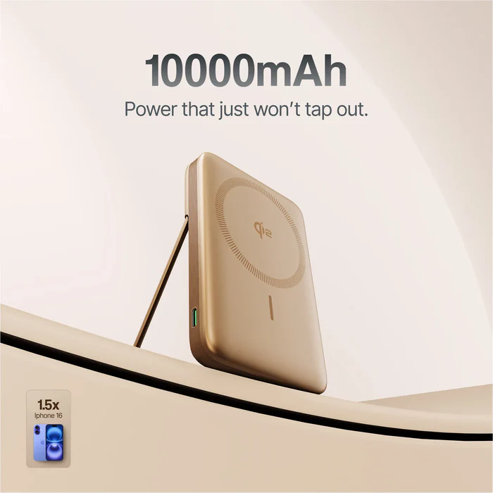 Ambrane AerosynQ MagSurge 10000mAh Qi2 Certified Magsafe Wireless Fast Charging Power Bank for iPhone