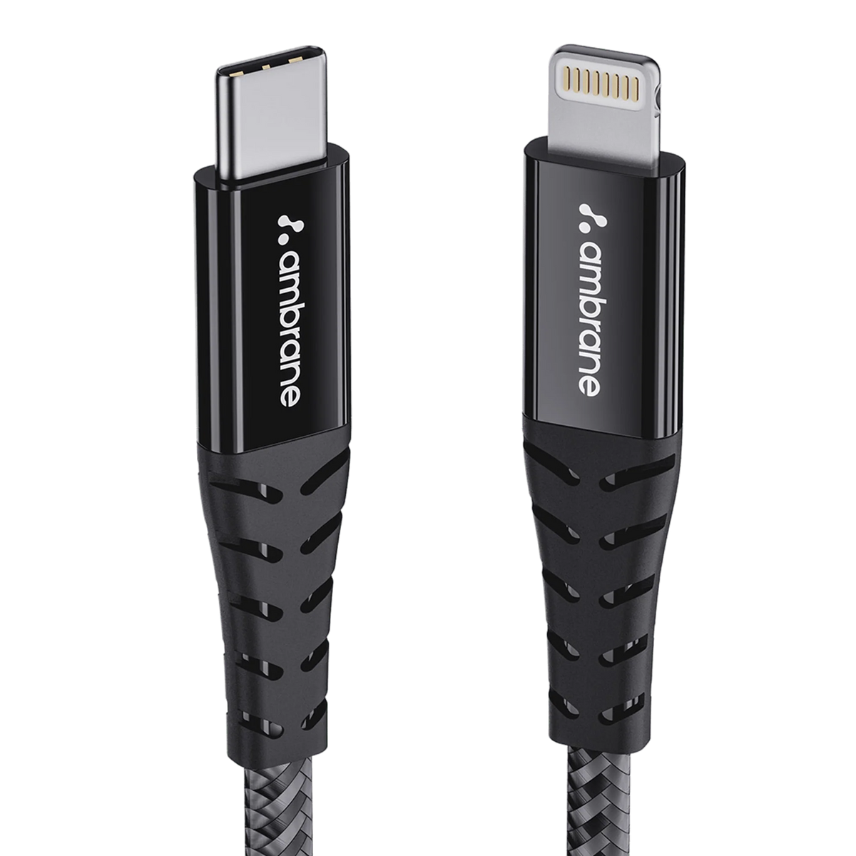 Ambrane Type-C to Lightning USB Cable, 22.5W Fast Charging, 480Mbps Data Sync Cable Compatible with iPhone, iPad, Macbook, iMac, AirPods, 1.25m (ABTL-125 Black)