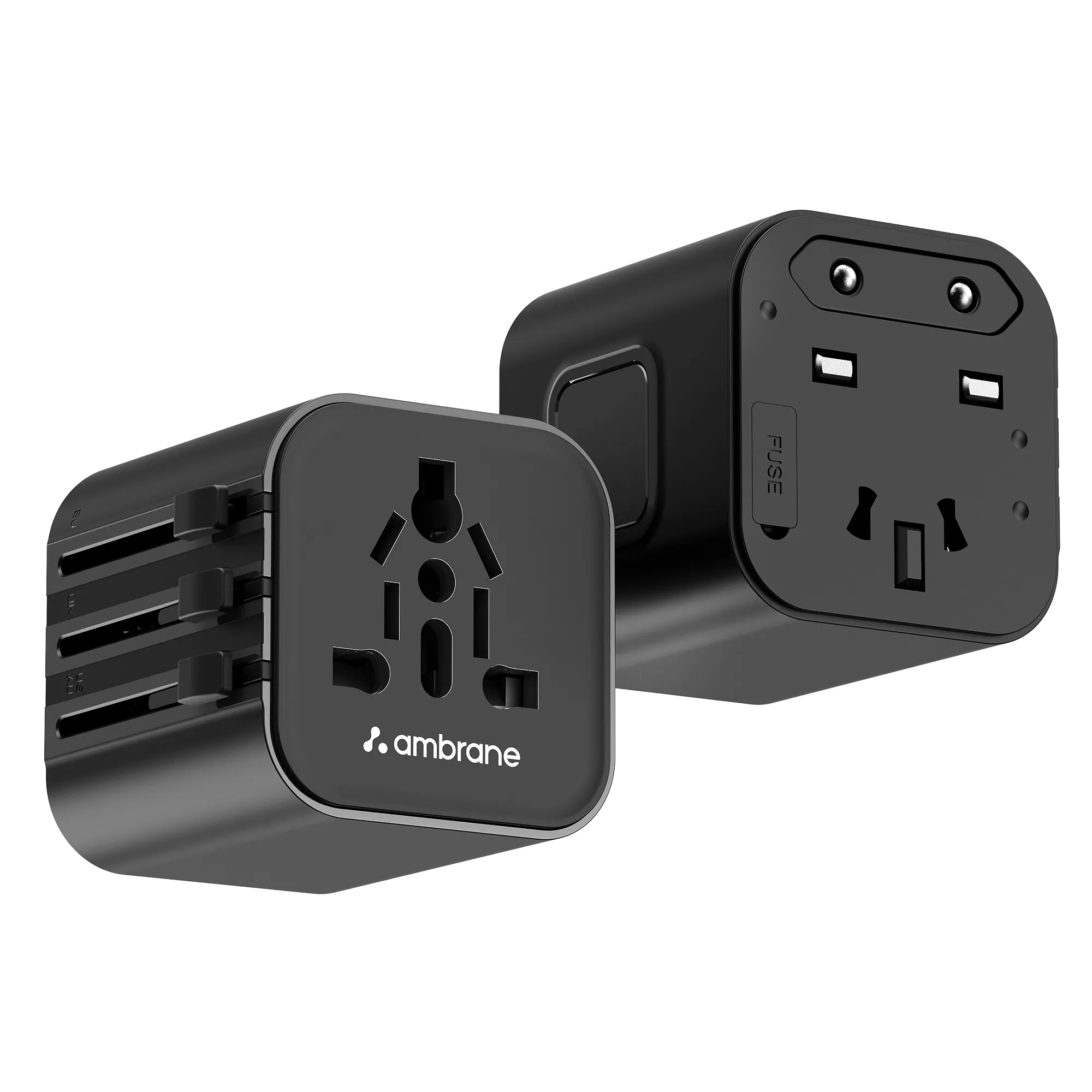 Ambrane Universal Travel Socket, International All in One Worldwide Travel Adapter Socket with 2500W High Power Output with 9 Hole Universal Socket, Compatible in 150+ Countries (ATA-03, Black)
