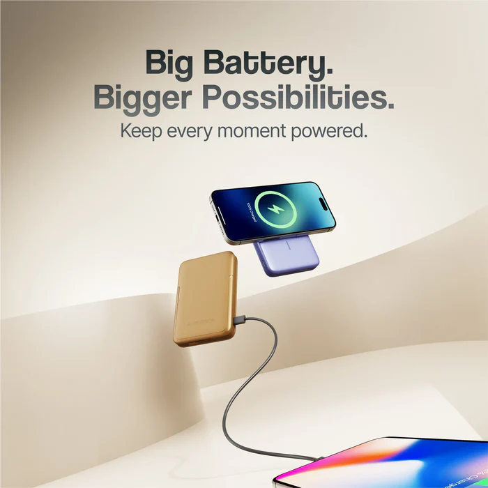 Ambrane AerosynQ MagSurge 10000mAh Qi2 Certified Magsafe Wireless Fast Charging Power Bank for iPhone