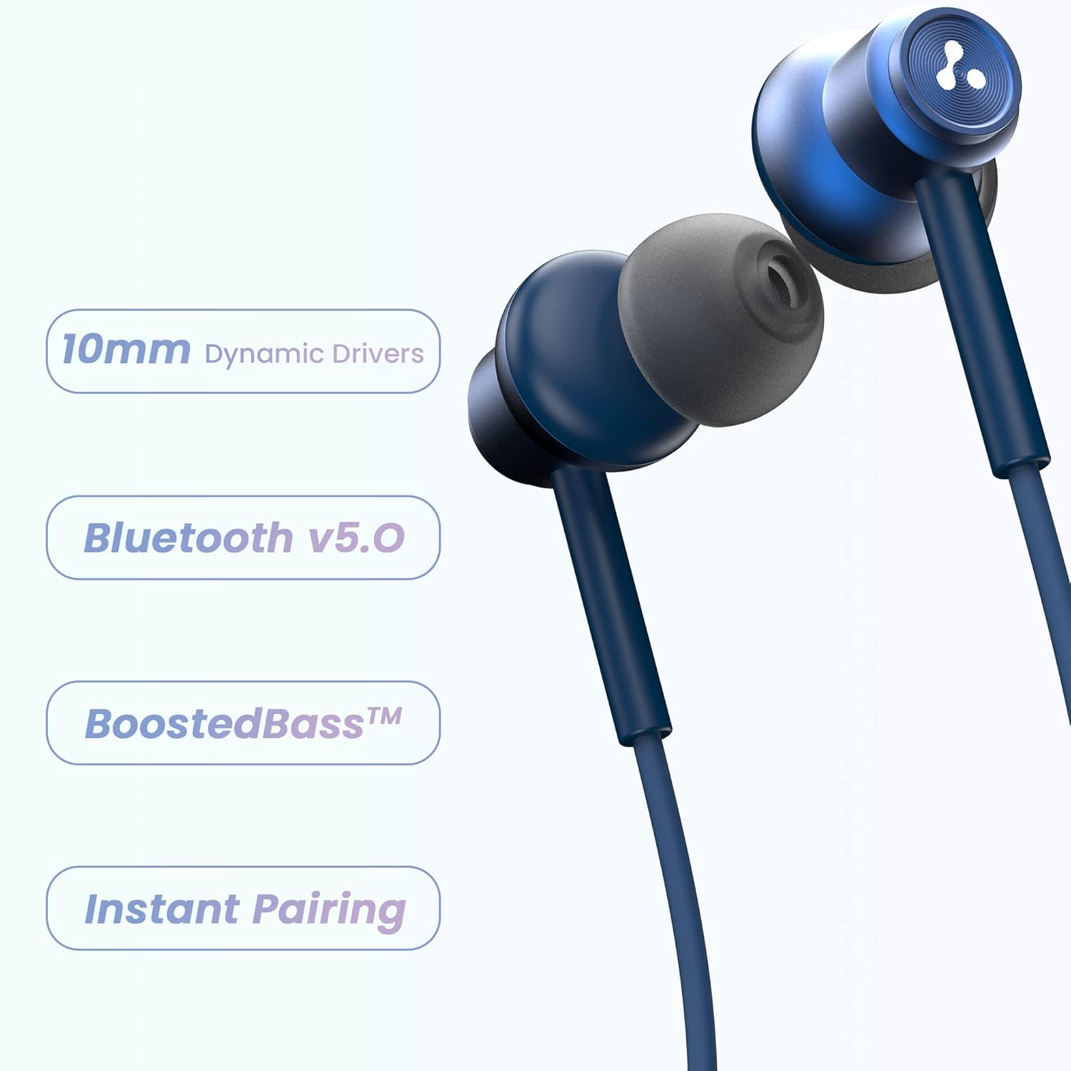 Ambrane Bluetooth Wireless Earphones, Crystal-Clear Calling with an inbuilt Mic, 13Hrs Playback, 10mm Driver, Deep Bass, IPX4 Water Resistant (ANB-33 Pro)