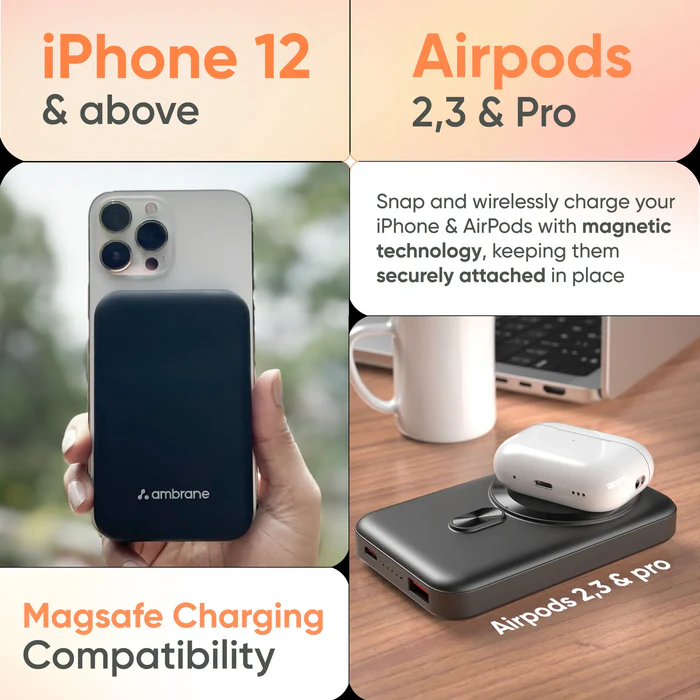 Ambrane Aerosync PB12 Magsafe Wireless Power Bank for iPhone
