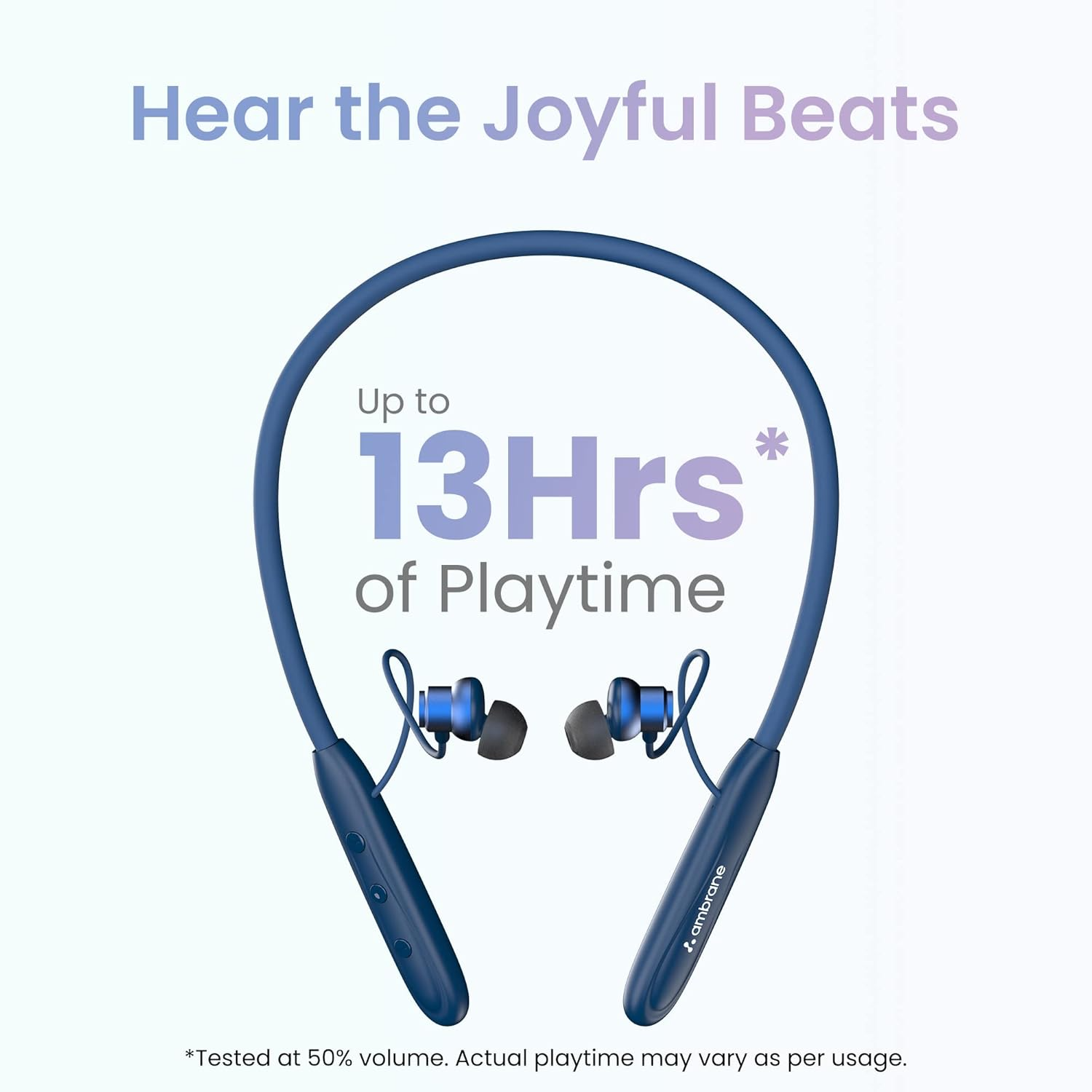 Ambrane Bluetooth Wireless Earphones, Crystal-Clear Calling with an inbuilt Mic, 13Hrs Playback, 10mm Driver, Deep Bass, IPX4 Water Resistant (ANB-33 Pro)