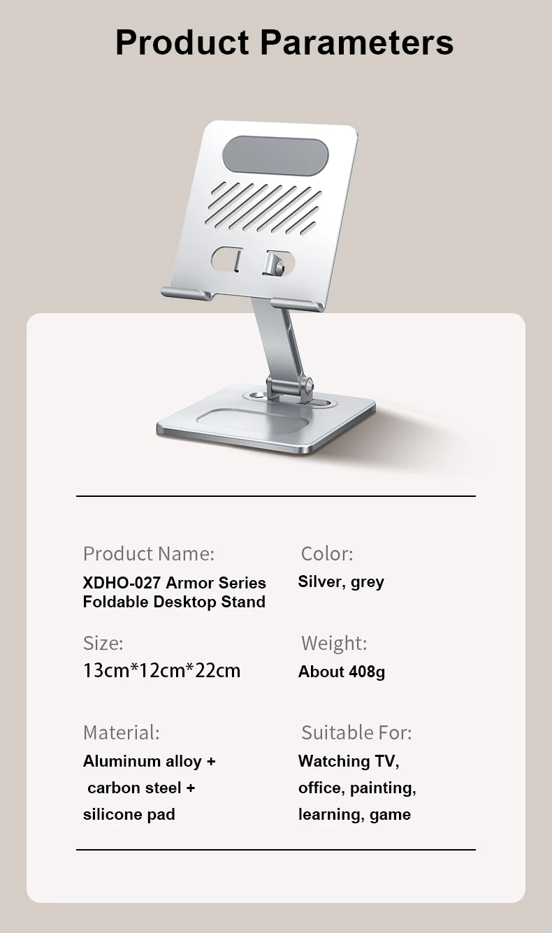 XUNDD XDHO-027 Armor Series Foldable Desktop Mobile Stand