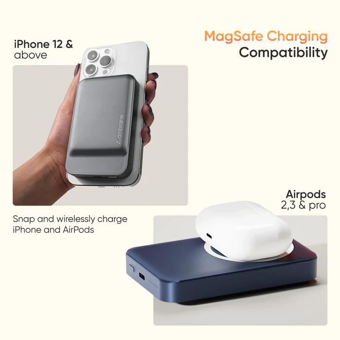 Ambrane Aerosync PB Prime 10000mAh Magsafe Wireless Power Bank for iPhone