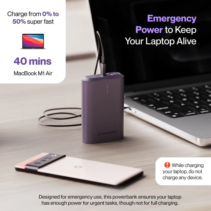 Ambrane Powerlit 30 10000mAh Mini 33w Fast Charging Pocket Power Bank