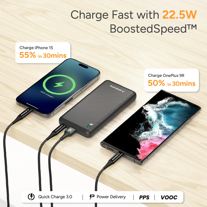 Ambrane Xtreme 10k (10000mAh Powerbank With 22.5w Boostedspeed)