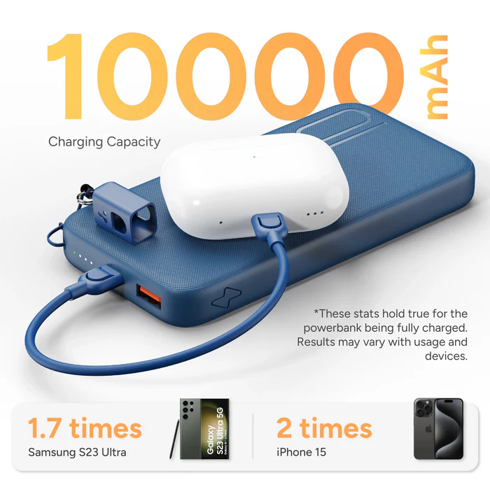 Ambrane Loop -10 Powerbank 10000mAh 22.5w Boostedspeed