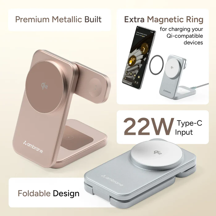 Ambrane AerosynQ Trio 2 Wireless Charger 3 in 1