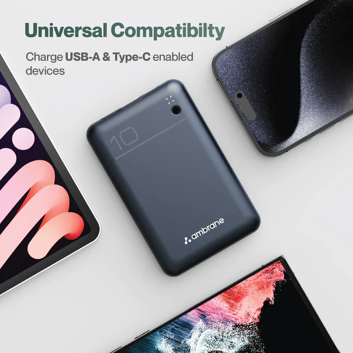 Ambrane Pocket Charge Powerbank 10000mAh 22.5w  Fast Charging
