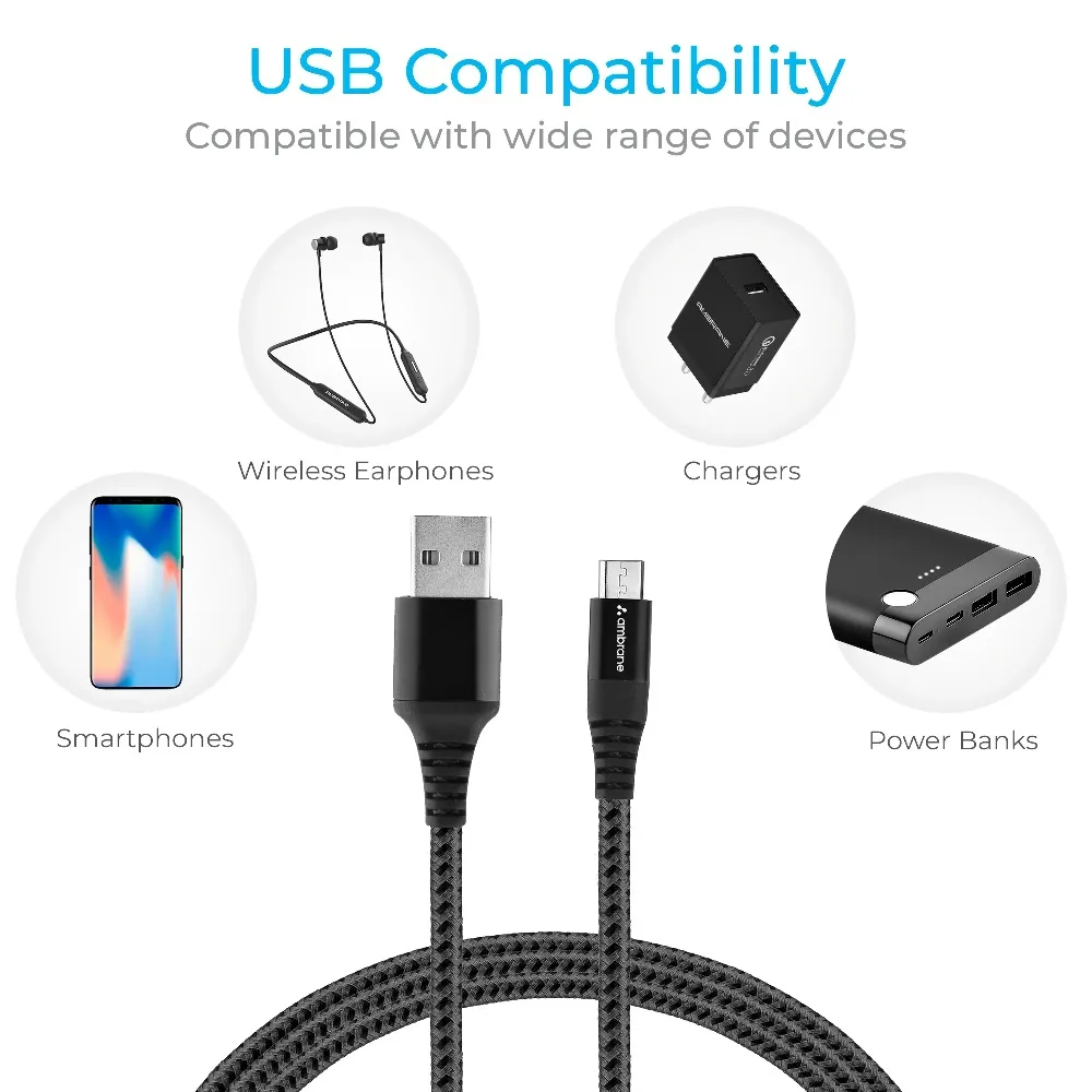 Ambrane BCM-15 Fast-Charging Micro USB Cable 1.5 Meter