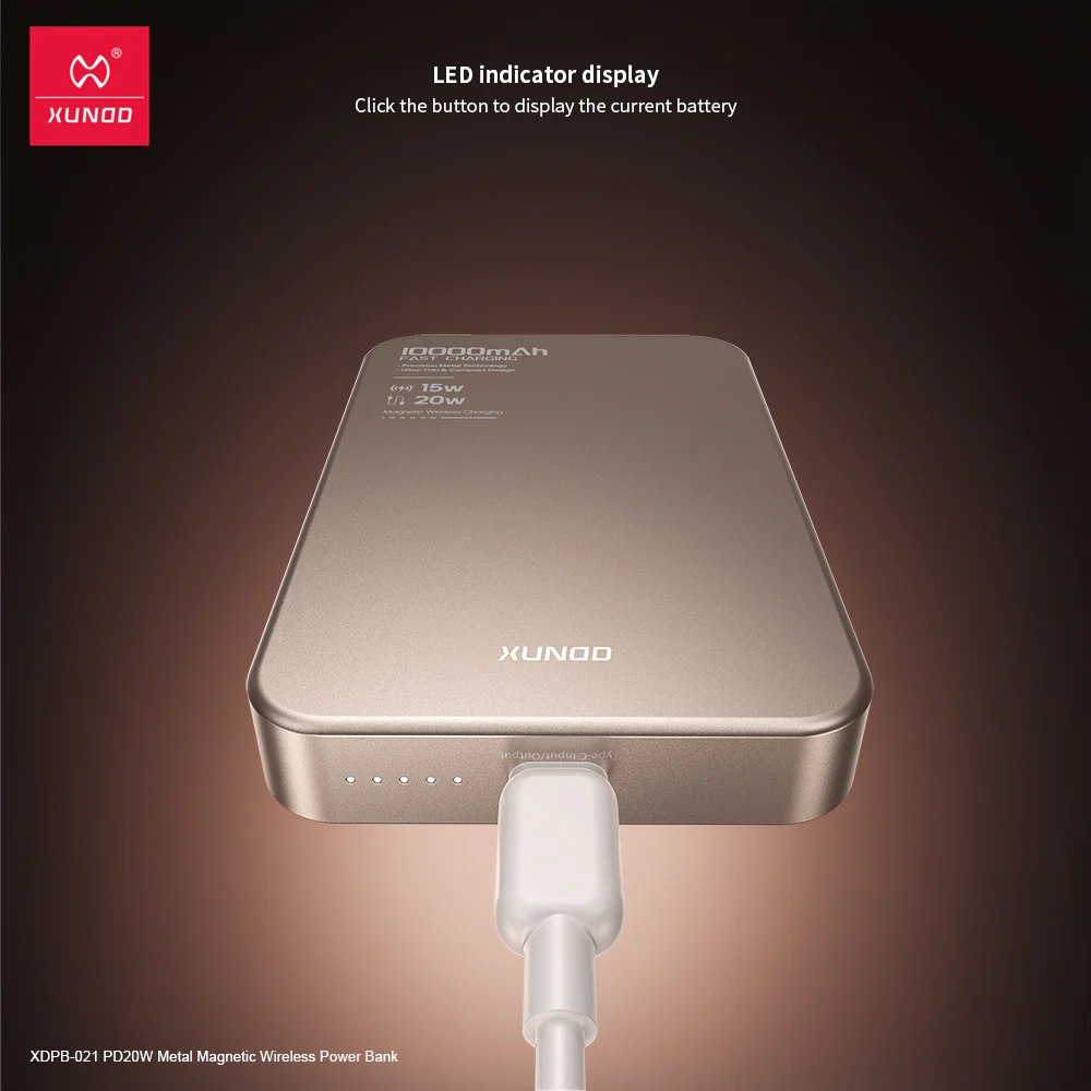 XUNDD XDPB-021 PD20W Metal Magnetic Wireless Power Bank (10000mAh)