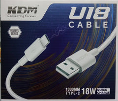 KDM U18 CABLE 1000MM TYPE-C DATA CABLE