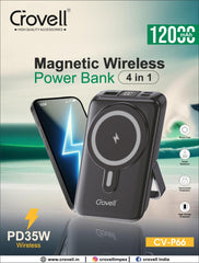 CROVELL MAGNETIC WIRELESS POWERBANK 12000 MAH CV-P66