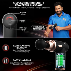 Big Percussion Gun Massager for Full Body Pain Relief, Rechargeable Cordless Deep Tissue Massage Machine for Legs & Arms, Use at Home, Gym & During Travel