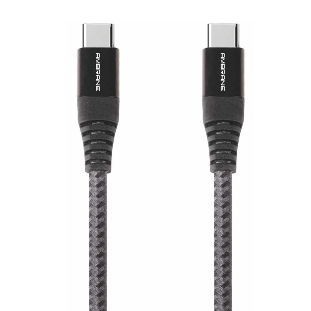 Ambrane Unbreakable 60W Fast Charging 1.5M Braided Type C to Type C Cable for Smartphones, Tablets, Laptops & Other Type C Devices, PD Technology, 480Mbps Data Sync (RCTT15, Black)