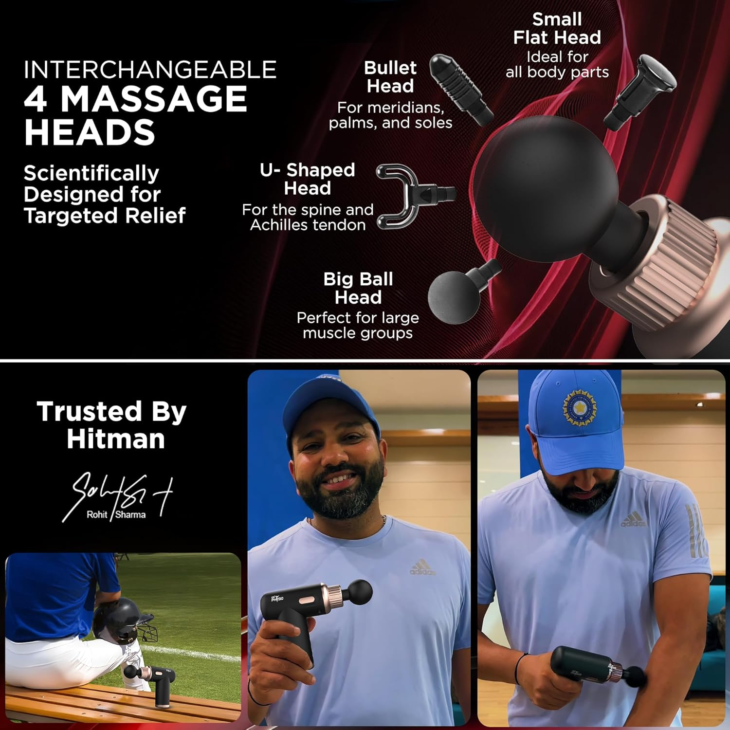 Big Percussion Gun Massager for Full Body Pain Relief, Rechargeable Cordless Deep Tissue Massage Machine for Legs & Arms, Use at Home, Gym & During Travel