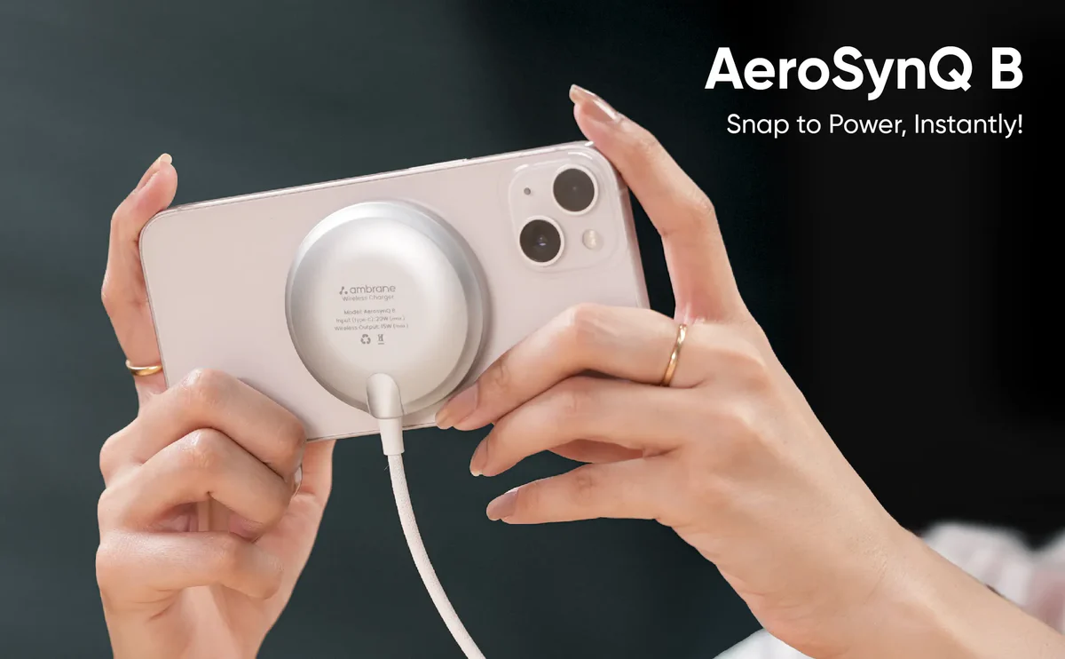 Ambrane AerosynQ B Fast Charging Magsafe Wireless Charger with Qi2