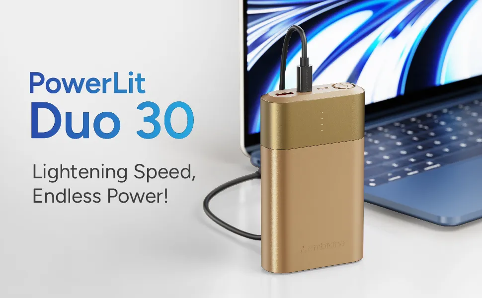 Ambrane Powerlit Duo 30 20000mAh Fast Charging Power Bank for Mobiles & MacBooks