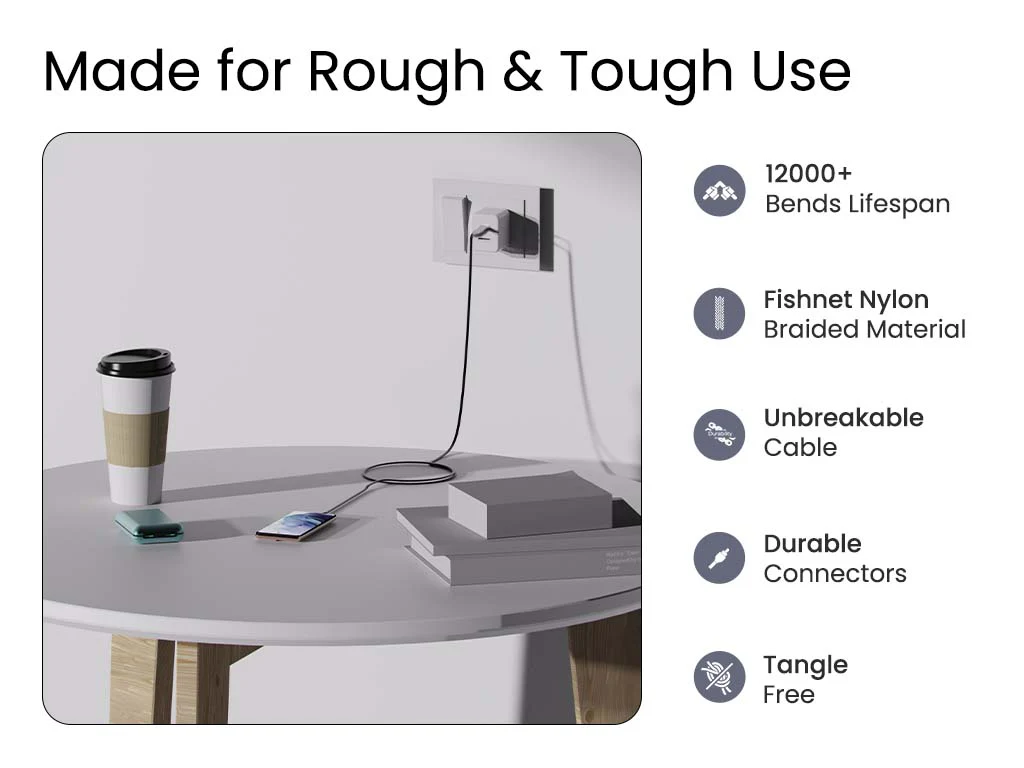 Ambrane 30W Fast Charging Type C Cable with Standing Design