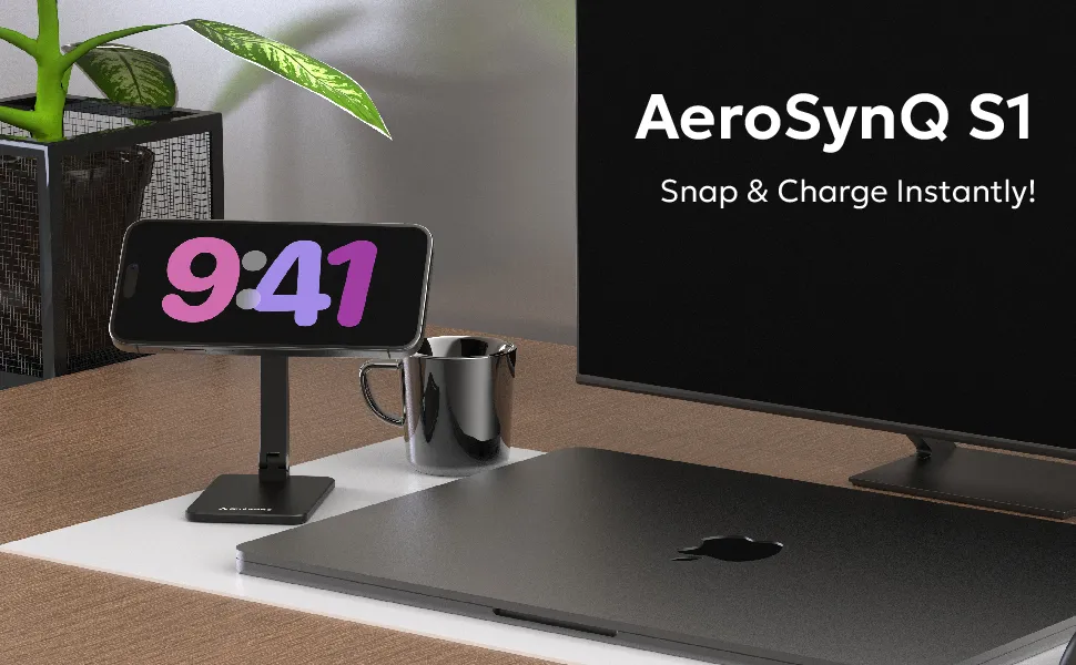 Ambrane AerosynQ S1 Wireless Charger Foldable Mag-safe & Mobile Stand