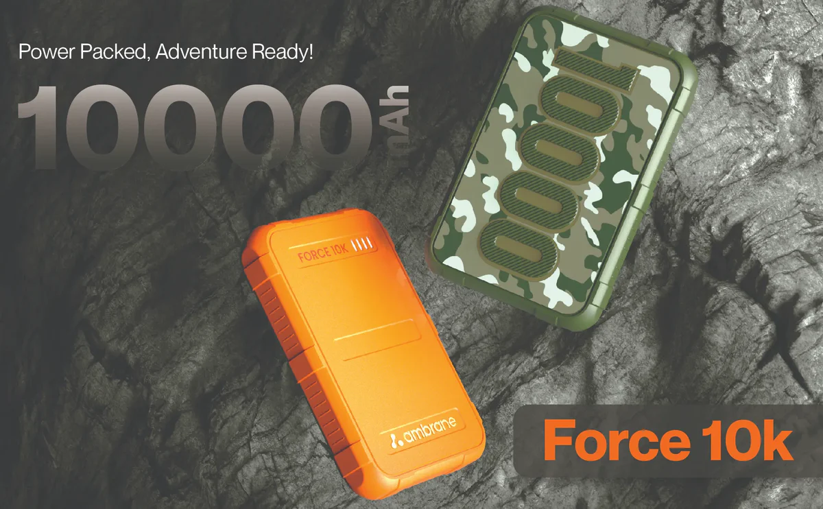 Ambrane Force 10K 10000mAh Rugged, Slim Fast Charging Power Bank